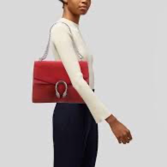 Gucci Red Suede Large Dionysus Shoulder Bag - Picture 8 of 17